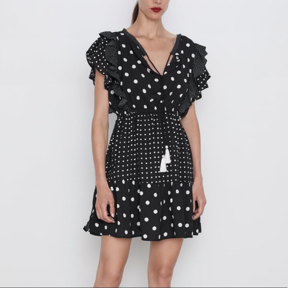 Contrasting Poka Dot Dress